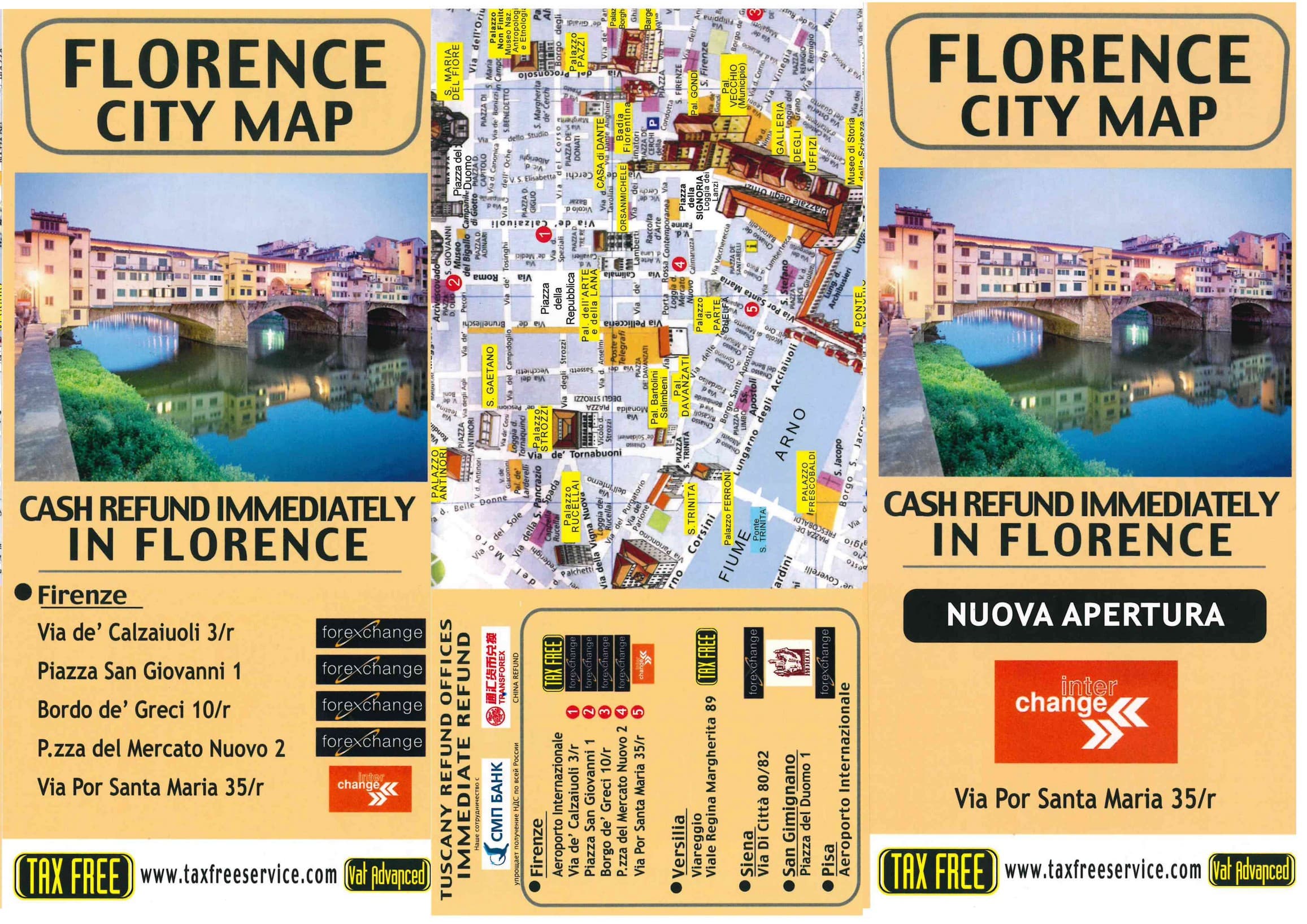Flyer ufficiale New Tax Free Service per Florence