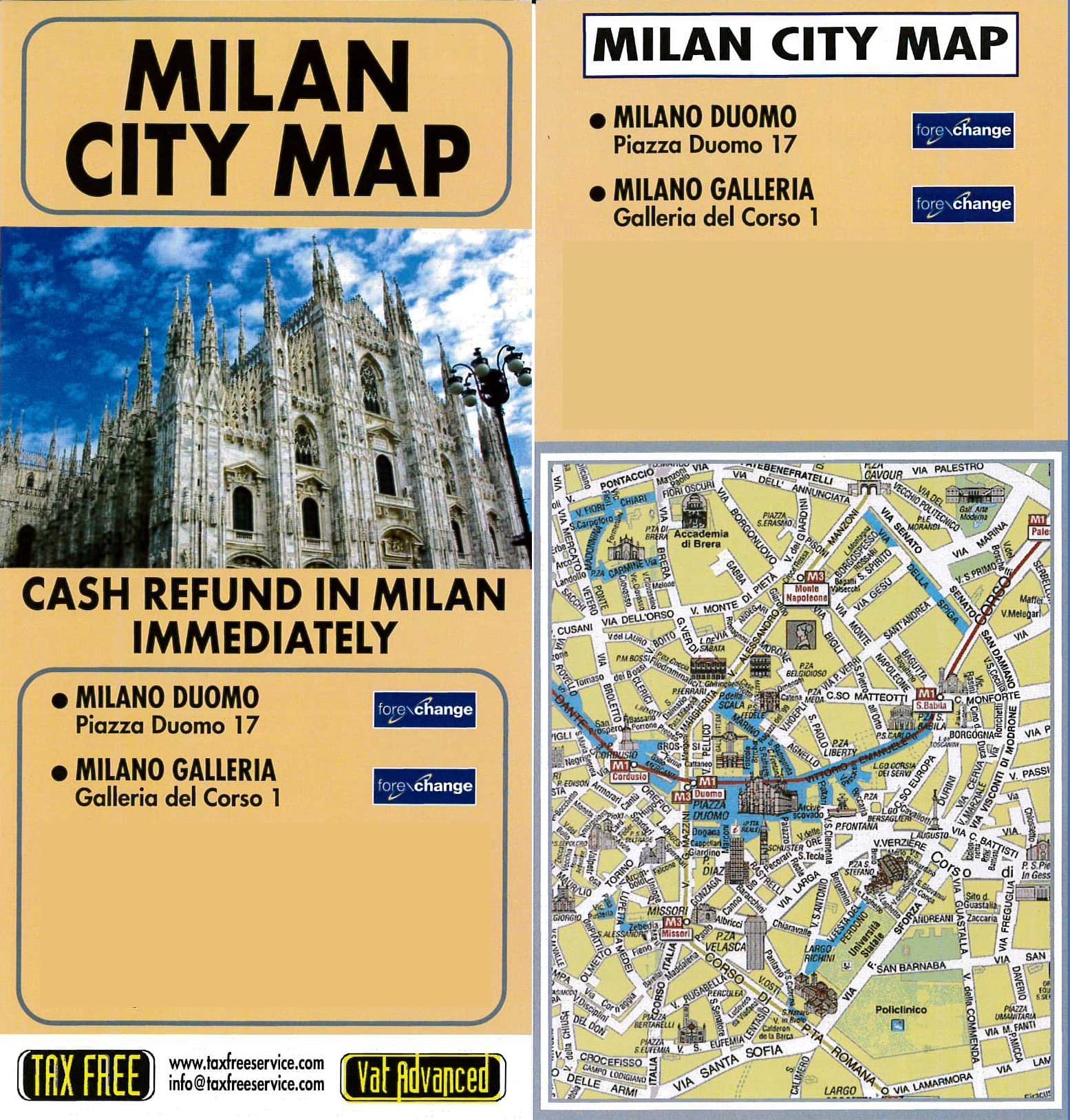 Flyer ufficiale New Tax Free Service per Milan