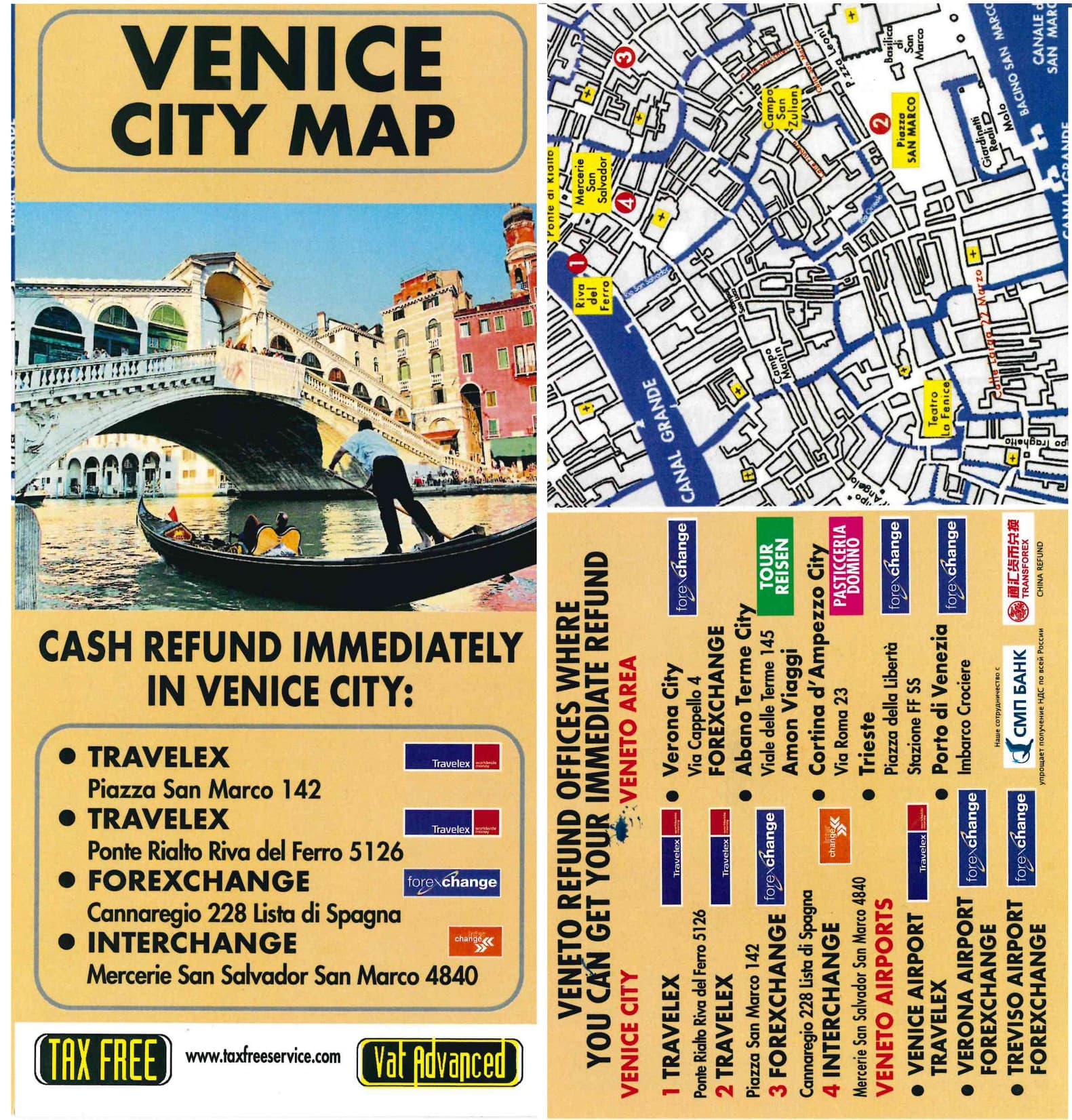 Flyer ufficiale New Tax Free Service per Venice